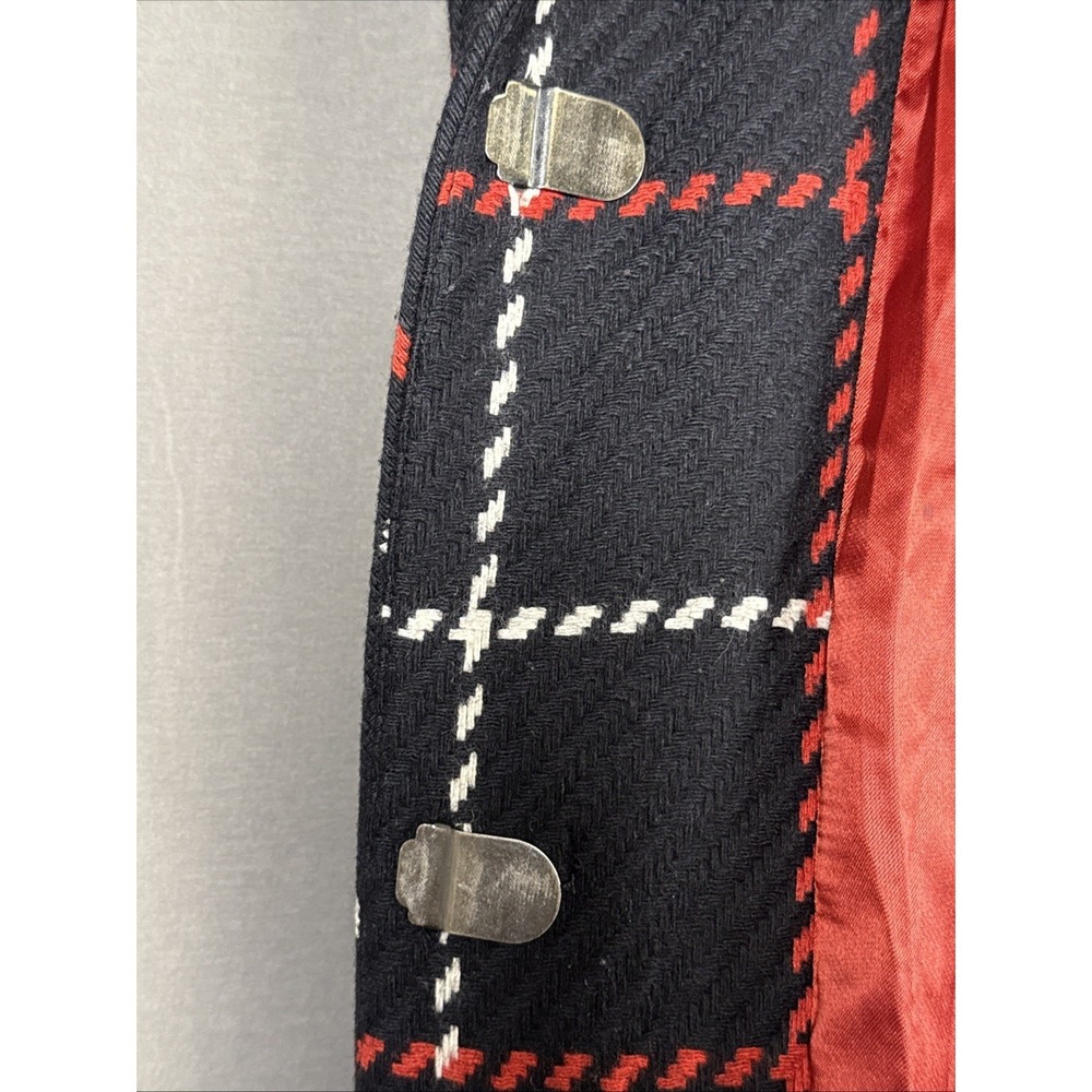 Vintage Lord & Taylor Identity Black Red White Diamond Wool Blend Coat Luxury 6 - Picture 10 of 16
